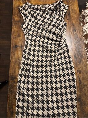 Black and Cream Houndstooth Sheath Dress